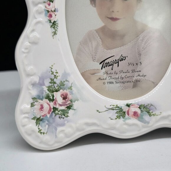 Terragrafics 1986 Floral Musical Ceramic Picture Frame Memories 3.5"x5" - Picture 6 of 11